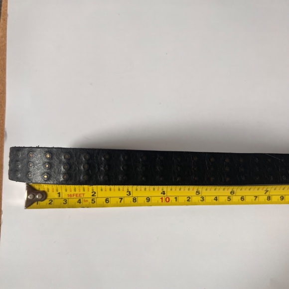 AllSaints Genuine Leather Belt Black Textured Studded Size Medium Made in Italy main image 3